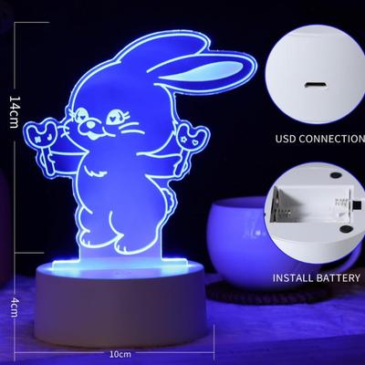 Kpop LED Night Light 7 Colors Remote Adjustable Bunnies Bunny NightLight Bedside Lamp