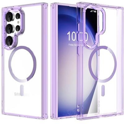 S24 Ultra Case Clear Slim PC Never Yellowing S24 Ultra Phone Cover Military Grade Anti-Drop Phone Case Ultra 6.8 inch - Clear Purple