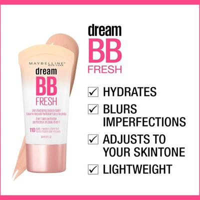120 Medium Sheer Tint - Maybelline Dream Fresh Skin Hydrating BB cream, 8-in-1 Skin Perfecting Beauty Balm with Broad Spectrum SPF 30,...