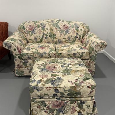 Sealy floral loveseat and ottoman