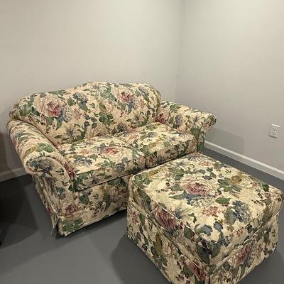 Sealy floral loveseat and ottoman