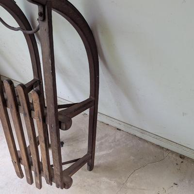 Primitive Wooden & Metal Sleigh (G)