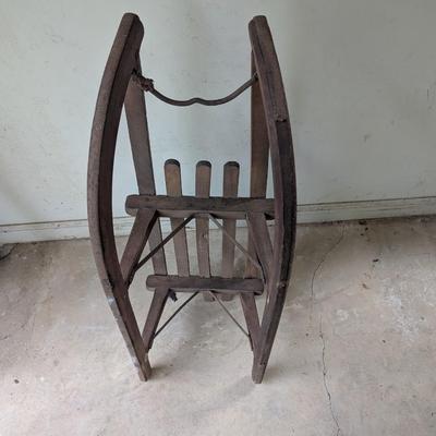Primitive Wooden & Metal Sleigh (G)