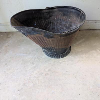 Vintage Antique Coal Scuttle Steel Bucket (G)