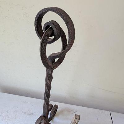 Pair Of Vintage Iron Andirons (G)