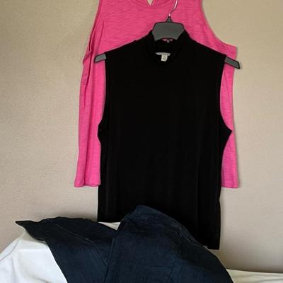 Tops XL, Laura Ashley Black, Escape Pink Slim-Sation Jeans 18