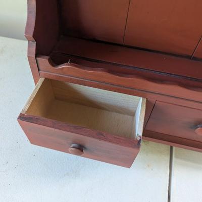 Vintage Wooden Spice Rack/Plate Holder 3 Shelves & 2 Drawers 23" Tall (DR)