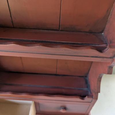 Vintage Wooden Spice Rack/Plate Holder 3 Shelves & 2 Drawers 23" Tall (DR)