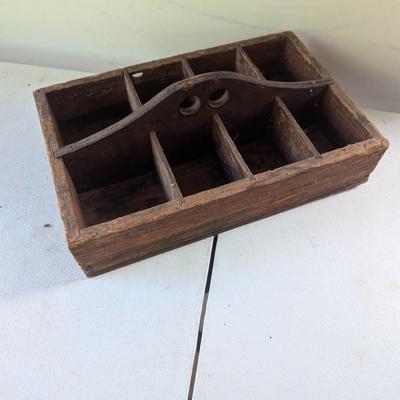 Primitive Wooden Divided Tool Box Carrier Tray (G)