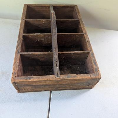 Primitive Wooden Divided Tool Box Carrier Tray (G)
