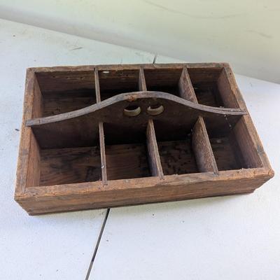 Primitive Wooden Divided Tool Box Carrier Tray (G)