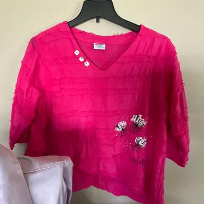 Lavender Evan-Picone Shirt 16, Pink Top XL, Black Slacks 16
