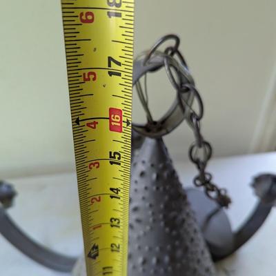 Vintage Electric Punched Tin Witch's Hat 6 Arm Candle Chandelier (G)