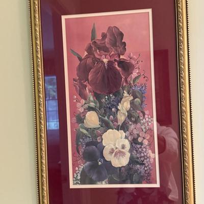 Red matted floral artwork