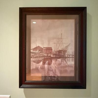 Boats at dock artwork