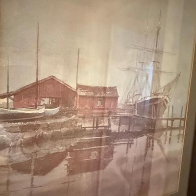 Boats at dock artwork