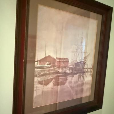 Boats at dock artwork