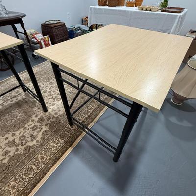 Wood grain laminate topped desk (two piece)