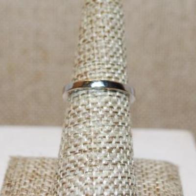Size 6 Marked .925 Delicate Thin 4 Panel Blue & Green Sections Ring on a Silver Band (1.8g)