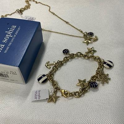 NEW Lia Sophia Nk 16” w/3” extention and Bracelet, brushed gold