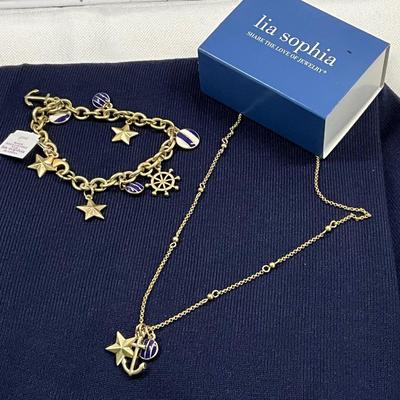 NEW Lia Sophia Nk 16” w/3” extention and Bracelet, brushed gold