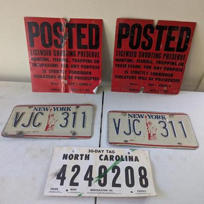 Metal Posted Signs & New York License Plates (G)