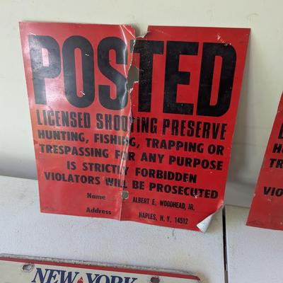 Metal Posted Signs & New York License Plates (G)