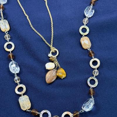 New Lia Sophia Necklaces, gold/brown/tan tones. 32” NKs