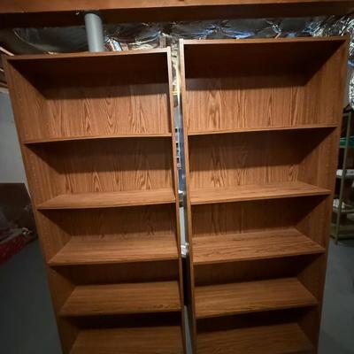 Two particle board bookshelves