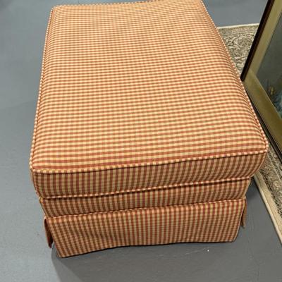 Burnt orange gingham rolling ottoman