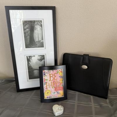 New Photo Frames, Glass Heart Trinket Box, Black Leather Binder Organizer