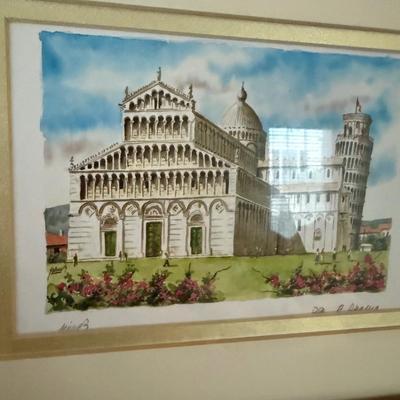 Signed artwork of Italian landmarks