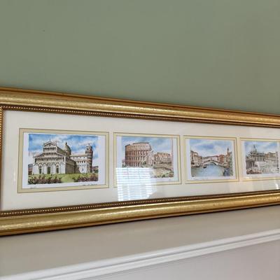 Signed artwork of Italian landmarks