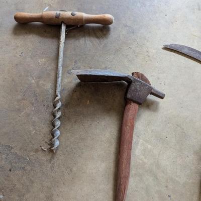 Garden Screw Vintage Draw Knife Wood Handle Sickle #20 (G)