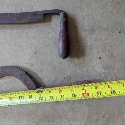 Garden Screw Vintage Draw Knife Wood Handle Sickle #20 (G)