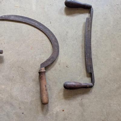 Garden Screw Vintage Draw Knife Wood Handle Sickle #20 (G)
