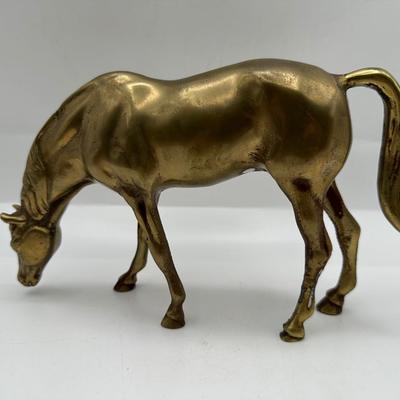 Brass Grazing Horse Figurine