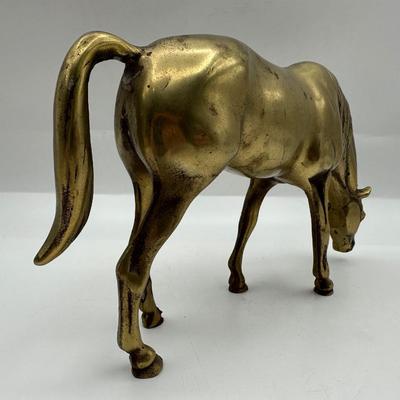 Brass Grazing Horse Figurine