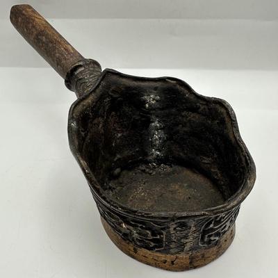 Indonesian Bronze Ritual Ladle with Carved Handle