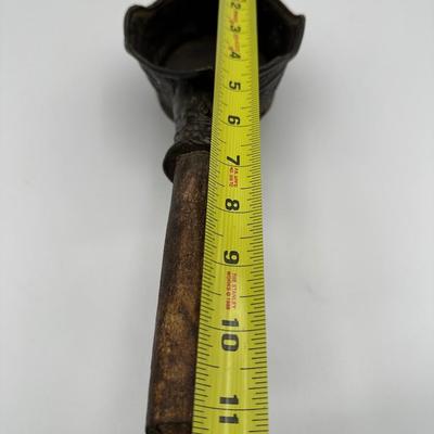 Indonesian Bronze Ritual Ladle with Carved Handle