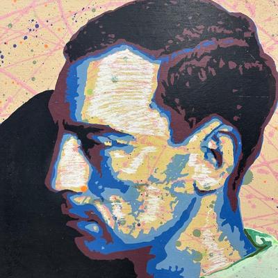 Buster Keaton Original Portrait on Wood Panel