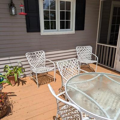 Marked - Vintage "Brown Jordan" Outdoor Metal Plastic Strap Patio Set