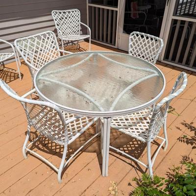 Marked - Vintage "Brown Jordan" Outdoor Metal Plastic Strap Patio Set