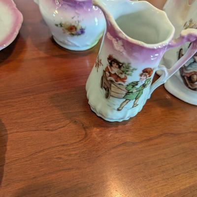 Antique Child's Tea Set Porcelain Transferware Possibly German (DR)