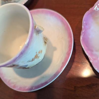 Antique Child's Tea Set Porcelain Transferware Possibly German (DR)