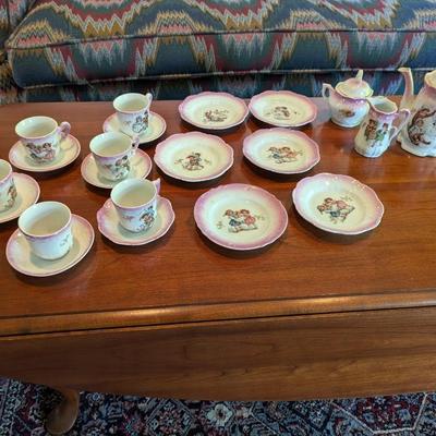 Antique Child's Tea Set Porcelain Transferware Possibly German (DR)