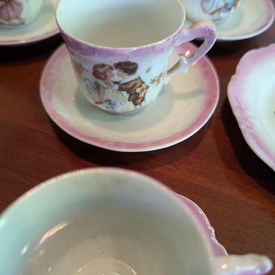 Antique Child's Tea Set Porcelain Transferware Possibly German (DR)