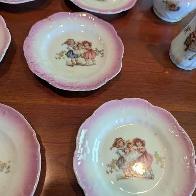 Antique Child's Tea Set Porcelain Transferware Possibly German (DR)