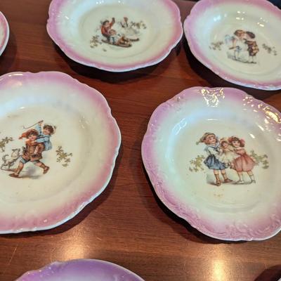 Antique Child's Tea Set Porcelain Transferware Possibly German (DR)
