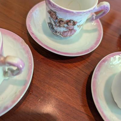 Antique Child's Tea Set Porcelain Transferware Possibly German (DR)